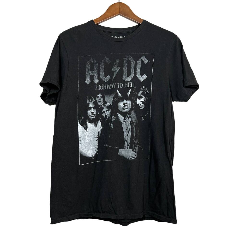 AC/DC Highway Graphic Baby Doll Tee Black Short Sleeve - M